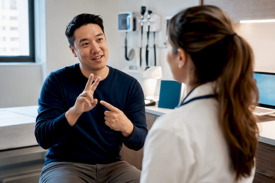 Deaf applicant communicating with civil surgeon