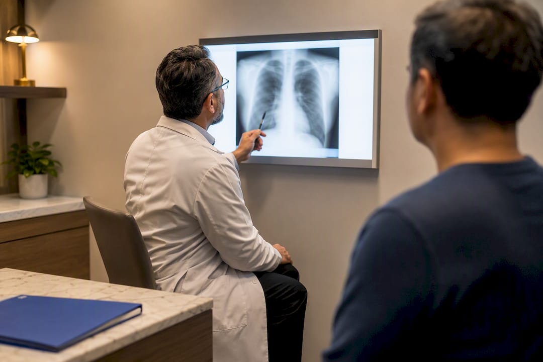 Civil surgeon reviewing chest x-ray for I-693
