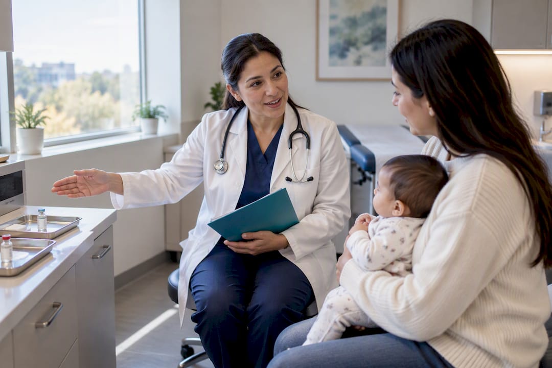 Civil surgeon discussing infant vaccination eligibility